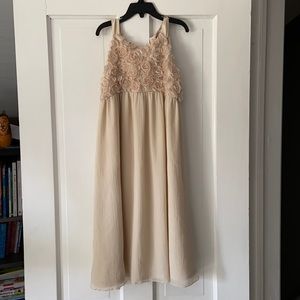 Girls high neck champagne dress